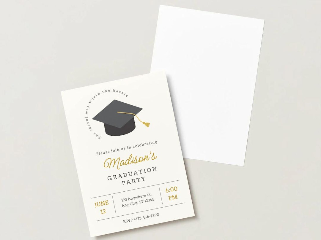 Generic Grad Invite Editable Graduation Invitation Template, Modern Grad Party Invite ...