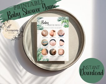 Baby Shower Games, Beer Belly Baby Bump Game Tropical Safari Games, Printable Games, Instant Download, Gender reveal party game