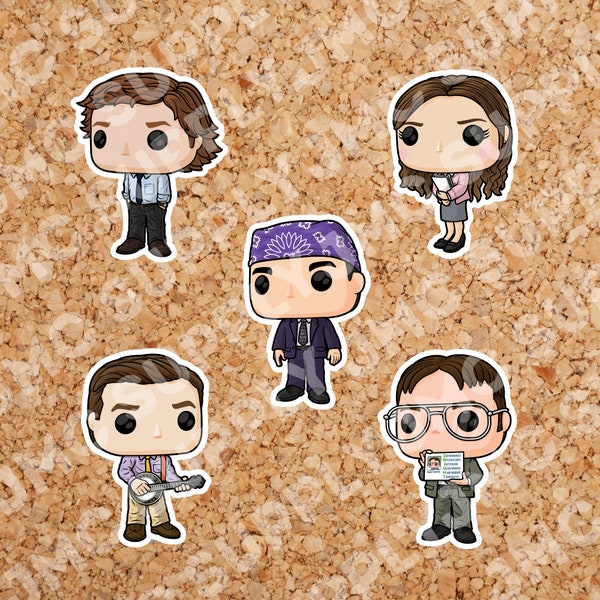 The Office Vinyl Stickers, Water Resistant, Glossy Finish, Funko Pop Inspired, For Tumbler Hydro or Laptop