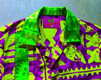 Purple and Green Men's Collar Shirt w/Vinyl