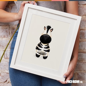 Zebedee Zebra Nursery Print - Safari Theme Wall Art for Children&#39;s Nurseries and Bedrooms - Neutral, Zebra, Jungle, Kids, Baby Room, Nursery