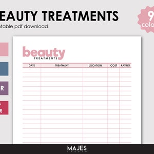 Beauty Treatments, Skincare Planner, Skin Care Planner, Glow Up Planner, Beauty Journal, Makeup Tracker, Skincare Journal, Makeup Artist