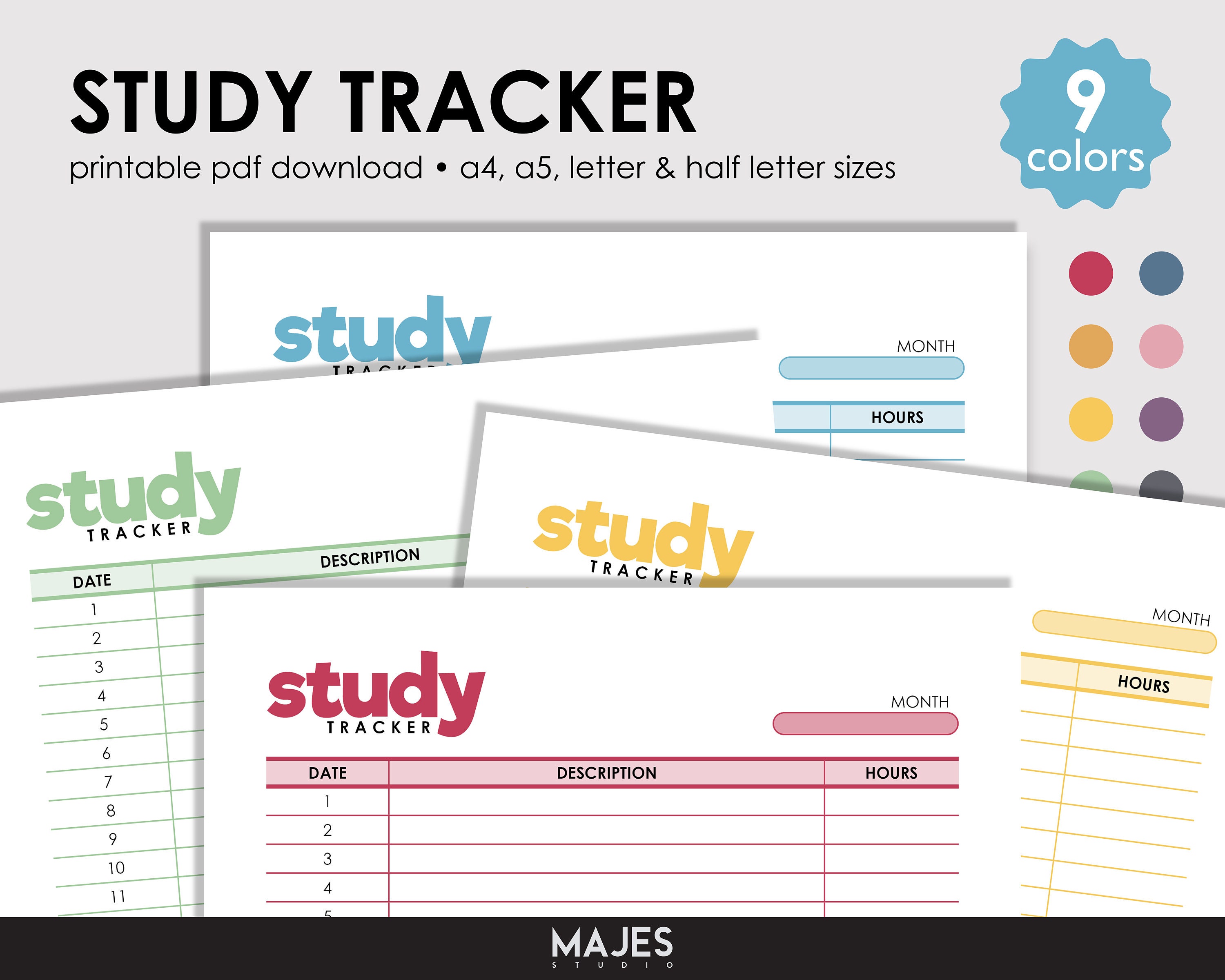 Study Tracker Printable, A4 A5 Letter Sizes (digital Download) - Etsy