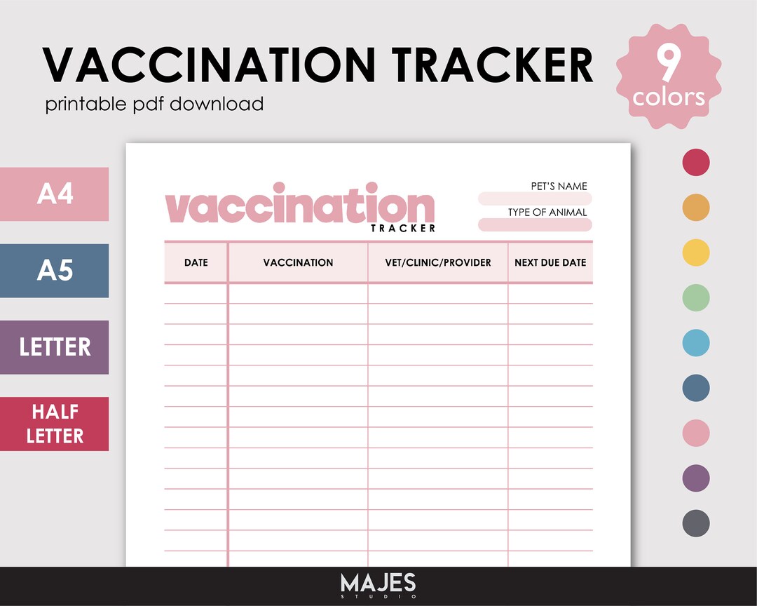 Vaccination Tracker Planner, Medical Planner, Nursing Notes (digital ...