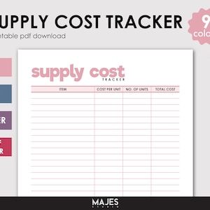 Supplies Cost, Supply Expenses, Supply Cost Tracker, Business Costs, Business Supplies, Business Cost List, Business Cost Track, Supply
