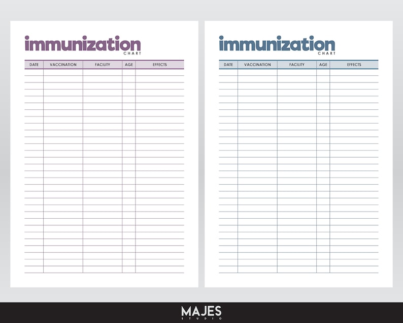 Printable Immunization Record Chart, Medical Log (digital Download) - Etsy