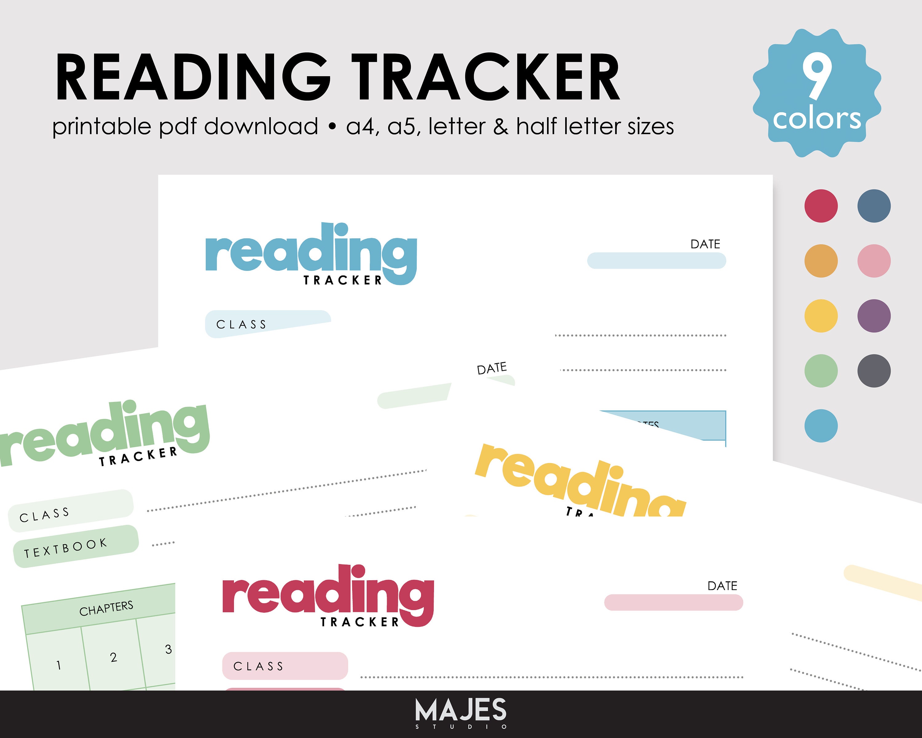 Printable Reading Tracker, Book Log, A4 A5 Letter Sizes (PDF Pattern ...