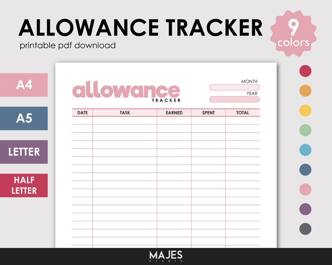 Printable Allowance Tracker Chore Chart (digital Download) - Etsy UK