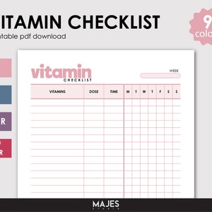 Vitamin Tracker, Medicine Tracker, Medication Tracker, Supplement Tracker, Medicine Planner, Medication Planner, Supplement Planner