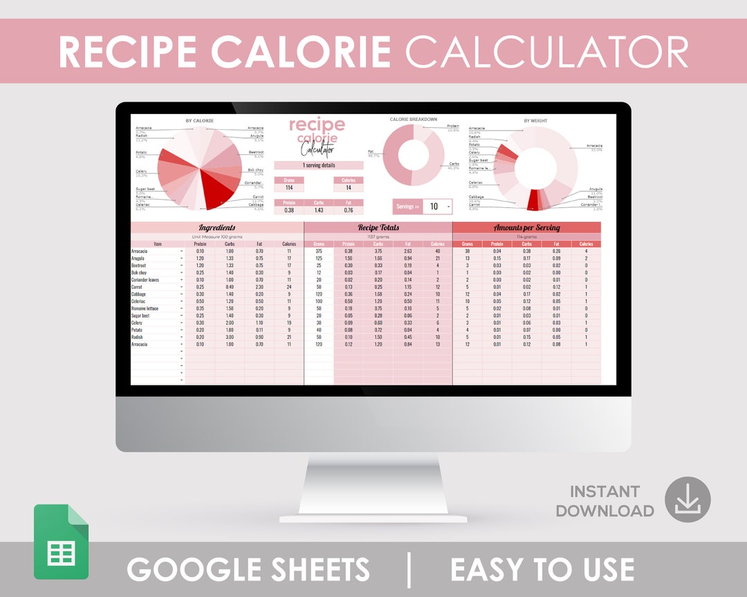 Recipe Calorie Calculator Google Sheet Template Nutritional Analyzer Il Pfdb