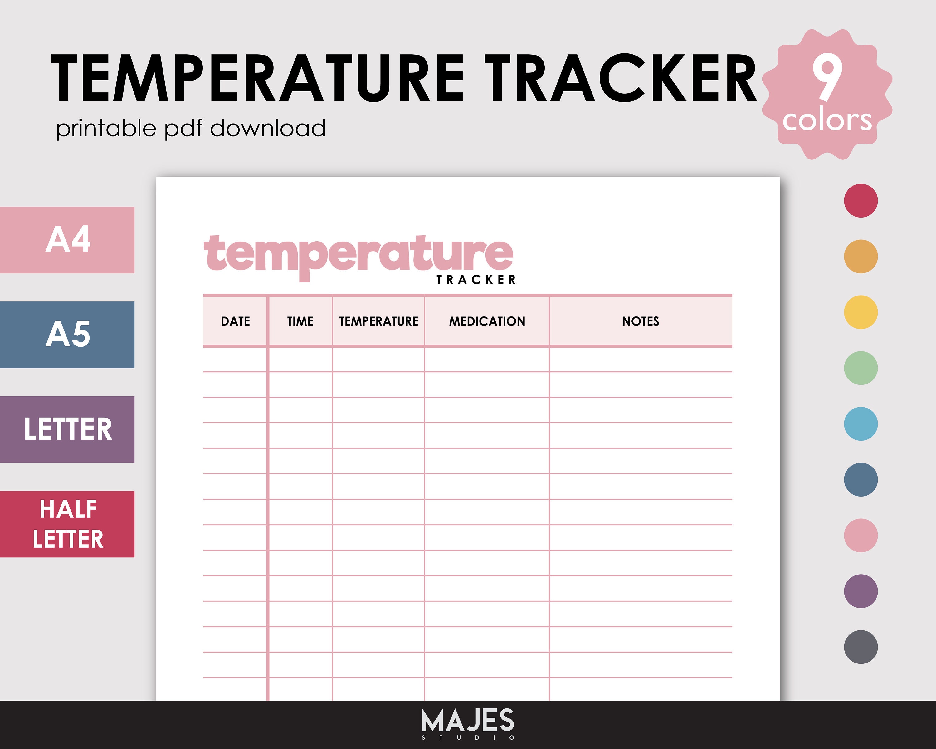 Temperature Log, Daily Refrigerator INSTANT DOWNLOAD, Printable Temperature Log, Daily Refrigerator INSTANT DOWNLOAD, Printable