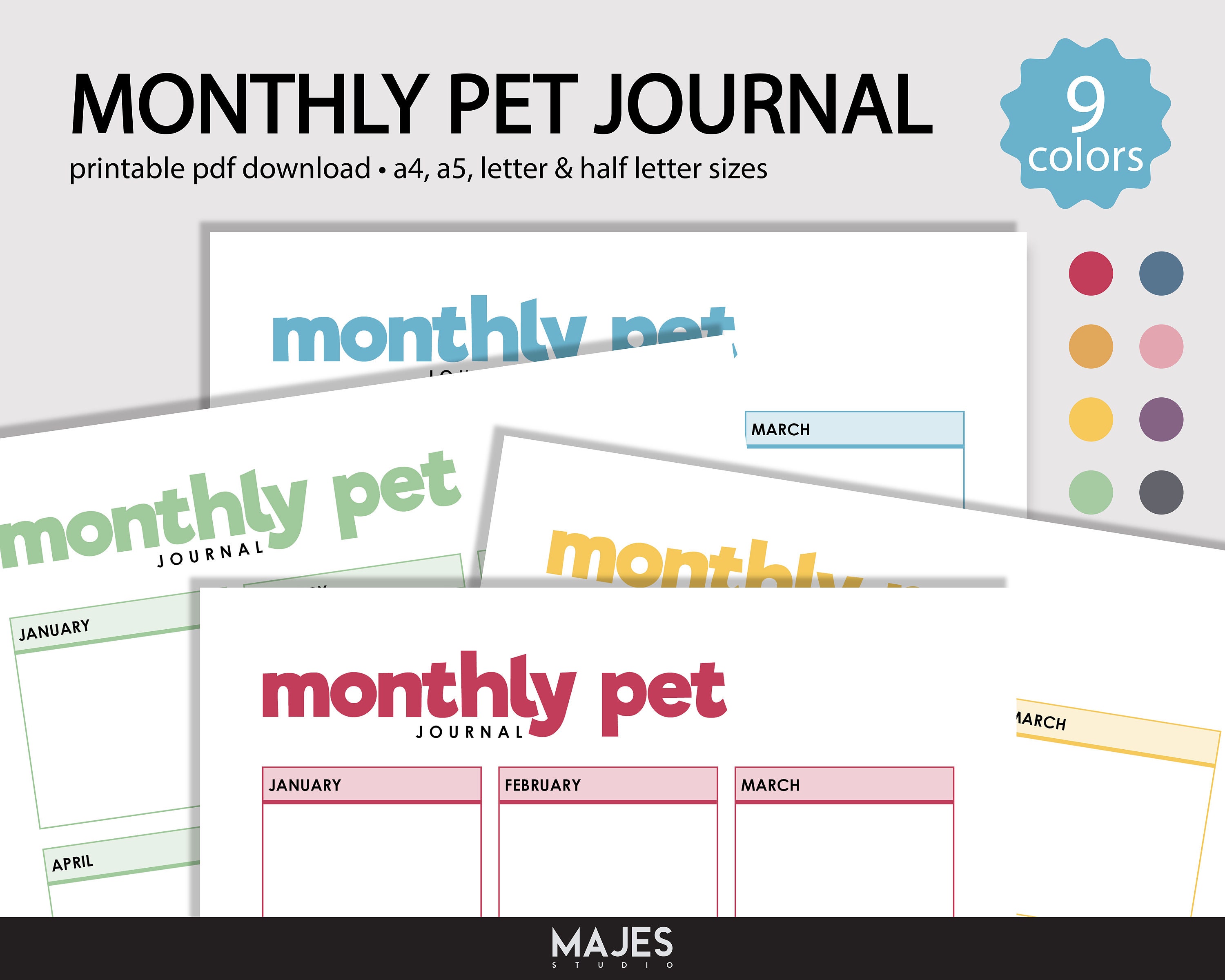 Pet Journal Example Monthly Pet Journal, Dog Cat Care Chart, Pet Tracker (digital Download ...