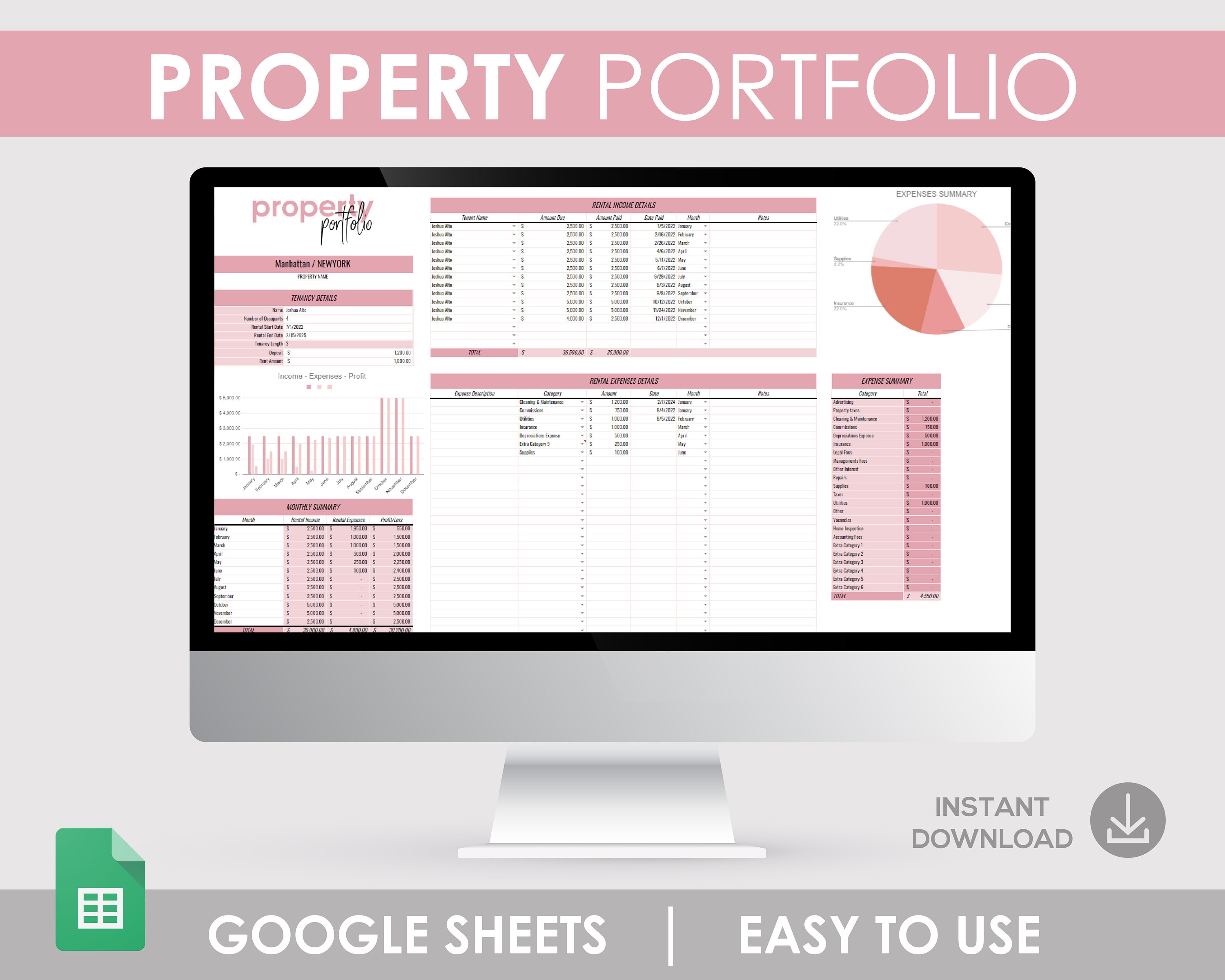 Property Excel Design Property Portfolio Excel Template
