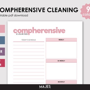 Compherensive Cleaning, Cleaning Log, Cleaning Printable, Instant Download, A4 A5, Planner Insert, Cleaning PDF, Printable Cleaning