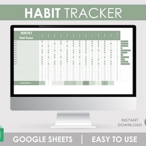 Daily Habit Tracker, Weekly Habit Tracker, Monthly Habit, Google Sheets Habit, Habit Tracker, Goal Planner, Daily Habits, Monthly Habits