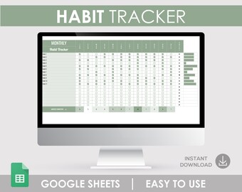 Google Sheets Habit Tracker, Monthly & Daily Planner (Digital Download)