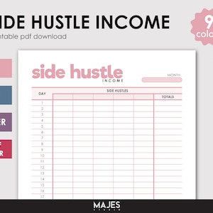 Side Hustle Tracker, Printable Journal, Printable Planner, Printable Workbook, Side Hustle Planner, Side Hustle Journal, Business Planner