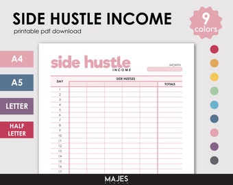 Side Hustle Income Tracker, Printable Planner (Digital Download)