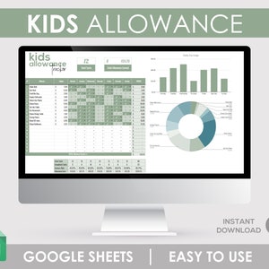 Kids Allowance Tracker: Google Sheet Template | Children&#39;s Budget Tool | Teach Finance Kids | Weekly Allowance Sheet