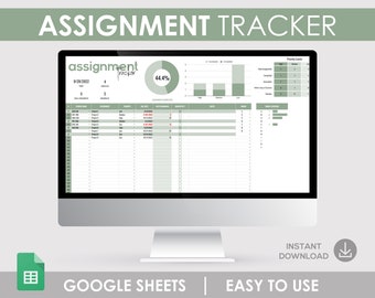 Assignment Tracker, Academic Planner, Google Sheets (Digital Download)