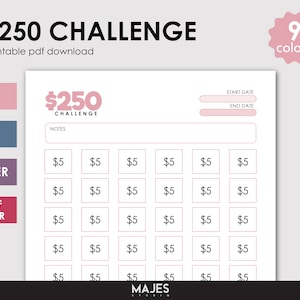 Money Challenge, Save 250, Money Savings, Rainy Day Fund, 52 Week Challenge, Saving Challenge, Money Save Challenge, 52 Week Savings