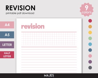 Exam Study Planner, Revision Timetable, Colorful Revision Sheet (Digital Download)