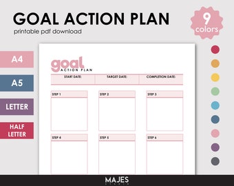 Goal Action Plan Template, Project Planner (Digital Download)