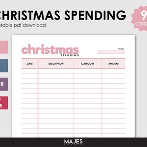 Christmas Spending Tracker, Spending Log, Expense Tracker, Expense Log, Expense Recorder, Expense Printable, Transaction Log, Spending