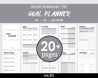 Goal Setting Planner, Smart Goals Template, Productivity Planner, Goal Setting Guide, Personal Development, Goal Tracker Journal, Goal