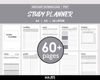 Planificador de estudios PDF: Organizador académico integral / A4, A5, Carta EE. UU. / Guía definitiva para el cronograma de estudios