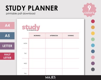 Printable Study Planner, Timetable Organizer (Digital Download)