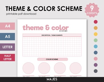 Wedding Theme Color Scheme Card, Printable Attire Mood Board (Digital Download)