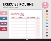Exercise Routine Planner, Weekly Workout, Fitness Plan (Digital Download)