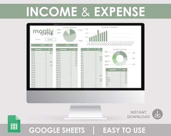 Income and Expense Tracker, Simple Budget Spreadsheet (Google Sheets)