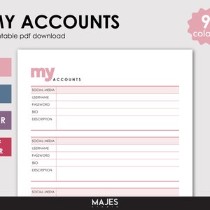 Account Organizer, Goodnotes Template, Digital Planner, Passwort Log, Kreditkarten Log, Bank Account Tracker Account Tracker Passwort Tracker