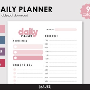 Daily To Do List, Printable Planner, Productivity Planner, Work Daily Planner, Personal, Daily Planner Pdf, Everyday Planner, Daily Schedule