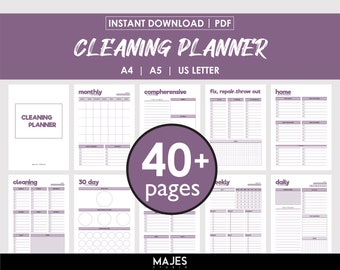 Cleaning Planner Bundle, Chore Checklist, Declutter Template (PDF)