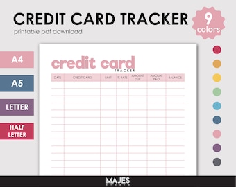 Credit Card Tracker, Credit Card Planner, Debt Free Journey, Finance Budget, Template Download, Debt Tracker, Credit Card Debt