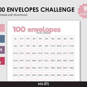 100 envelopes, desafio, desafio de economia, economia de 30 mil, rastreador de economia, rastreador de envelope, desafio de dinheiro, PDF para impressão, rastreador simples