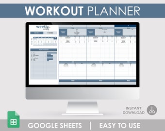 Workout Planner, Fitness Tracker, Google Sheets (Digital Download)