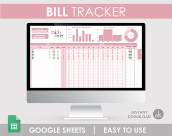 May include: A computer screen displaying a Google Sheets spreadsheet with a bill tracker template. The spreadsheet includes a monthly bills breakdown, bills overview, and paid bills section. The template is designed to help users track their bills and expenses.
