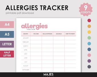 Registro de alergias caninas, registro de alimentos y registro de salud (descarga digital)