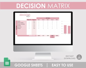 Planificateur de matrice de décision, avantages et inconvénients (modèle de feuille de calcul Google)