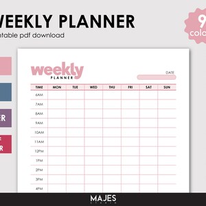 Weekly Schedule, Weekly To Do List, Week At A Glance, Minimalist Simple, Week Planner Pdf, Weekly Agenda Sunday Monday Starts Template Pages