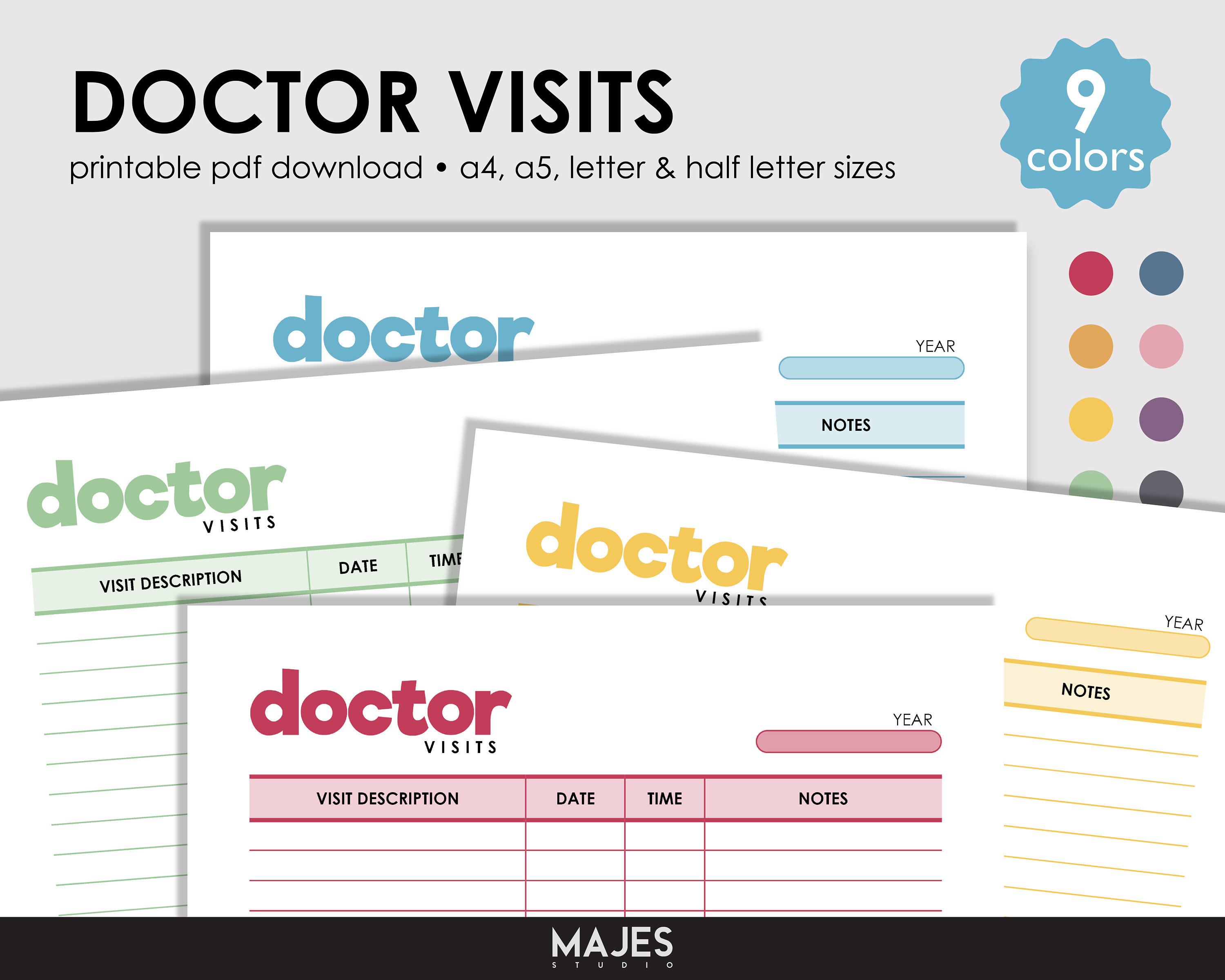 Visit Tracker Reseptionist Doctor Visit Tracker, Printable Medical Appointment Log (digital ...