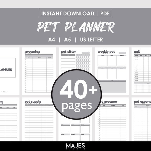 Pet Care Planner, Pet Organizer, Pet Daily Planner, Pet Behavior Log, Feeding Schedule, Pet Expenses, Health Checklist, Pet Planner