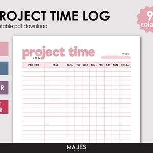 Project Time Log, Timesheet Template, Hours Worked, Time Tracking, Excel Template, Time Tracker, Time Management, Google Sheets, Time Log