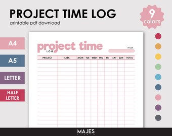 Projektzeitlogbuch, Timesheet-Vorlage (druckbare PDF)