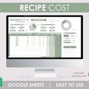 Recipe Cost Calculator: Google Sheet Recipe Tool | Food Expense Tracker | Baking Cost Estimator | Cooking Budget Helper