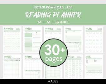 Reading Planner, Book Tracker, Printable Journal (A4, A5, Letter)